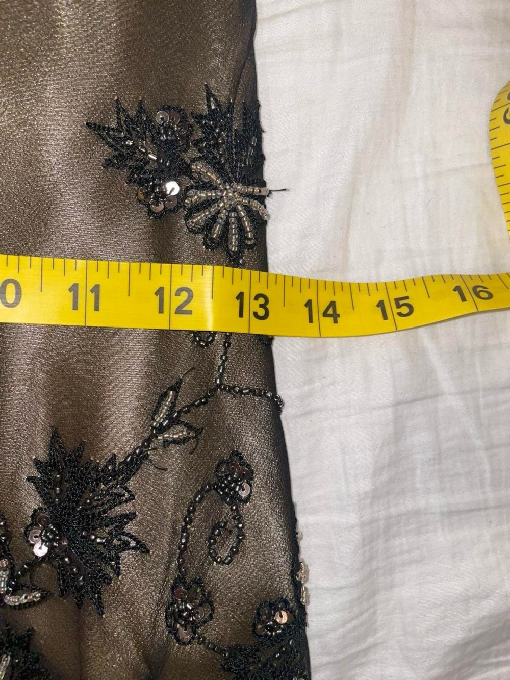 Adrianna Papell Rare Vtg Evening black and gold 100% silk midi dress.Size S/ US6 - Picture 7 of 9